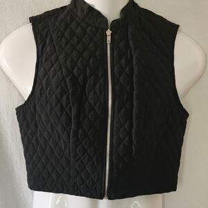 Nikki Lee Vintage 90's Black Quilted Full Zip Sleeveless Vest Womens Size Medium